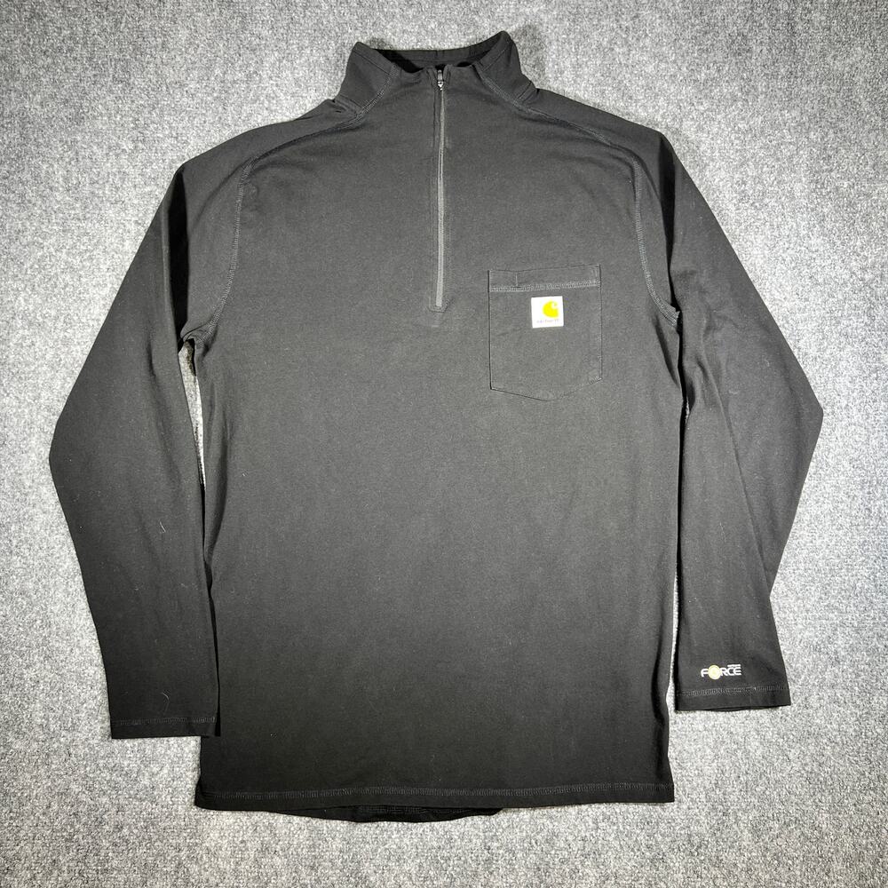 Carhartt Force Quarter Zip Pullover Medium Black Pocket Long Sleeve